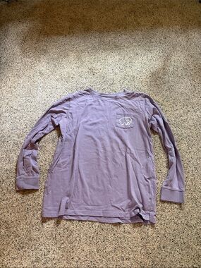 ivory ella Dusty Lavender Long Sleeve Tee with Elephant Pocket Graphic
